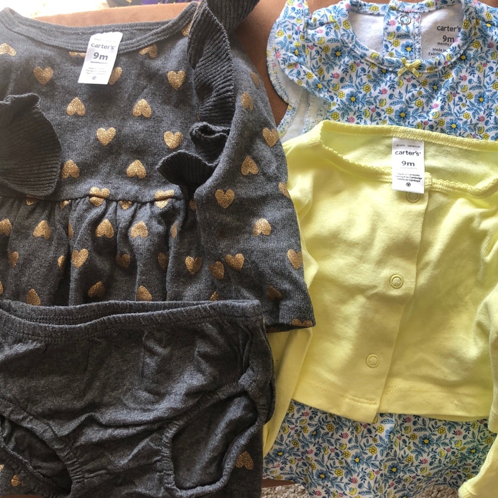 Two carters sweater dresses, baby girl. 9 months